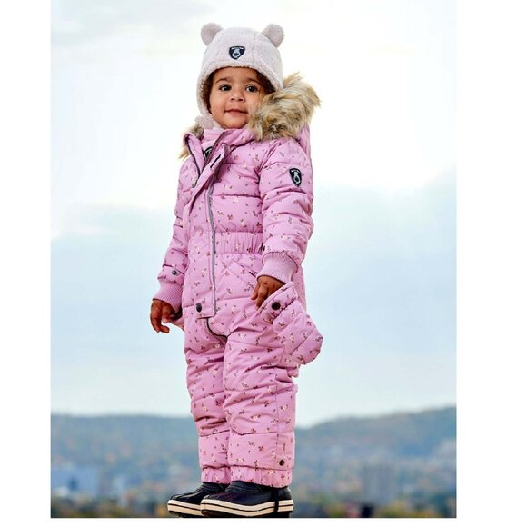 Deux par Deux One Piece Baby Snowsuit Rose Printed Mini Flowers 24M - Picture 2 of 11